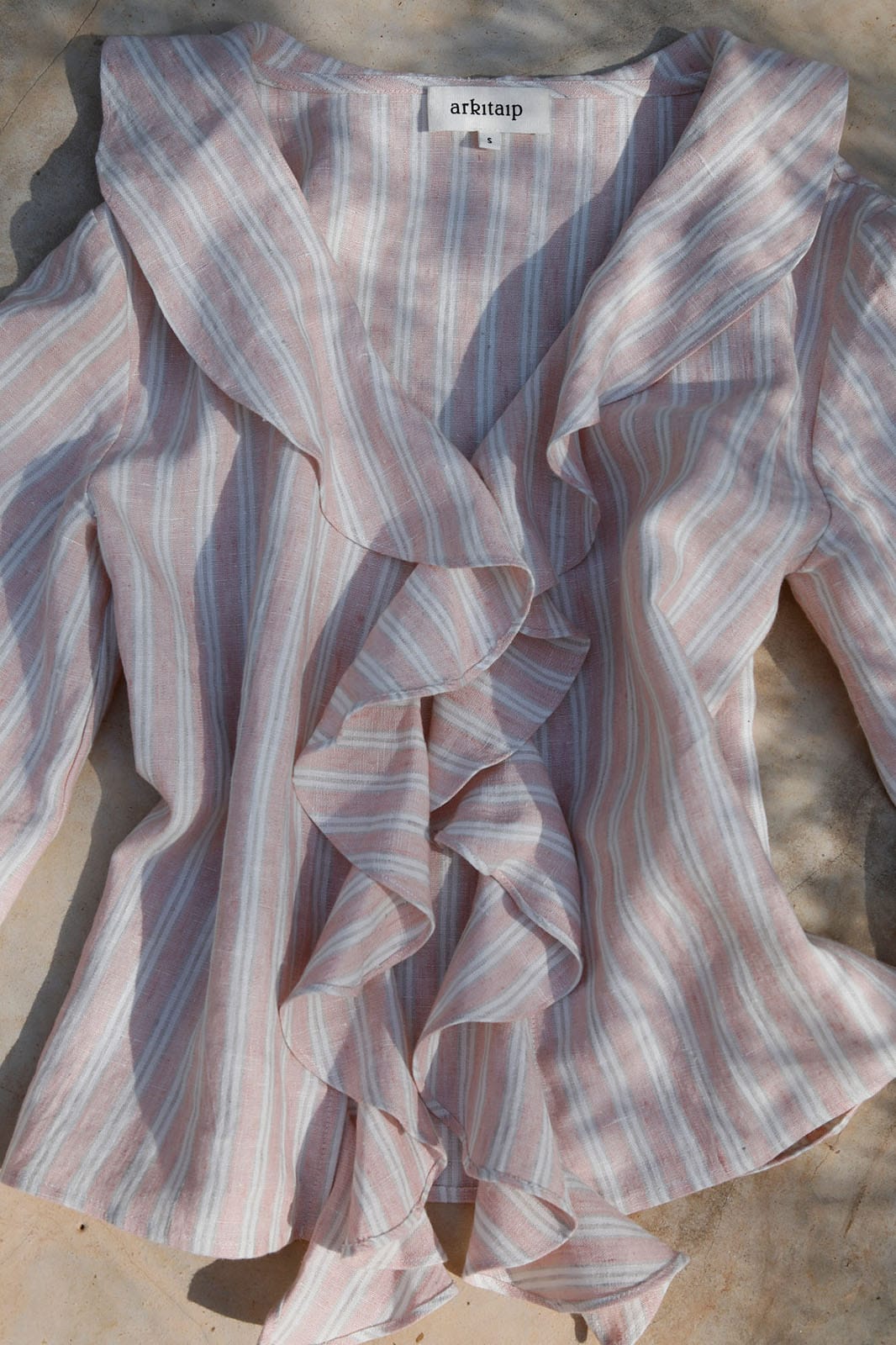 arkitaip Blouses The Ophelia Ruffled Shirt in striped rosé