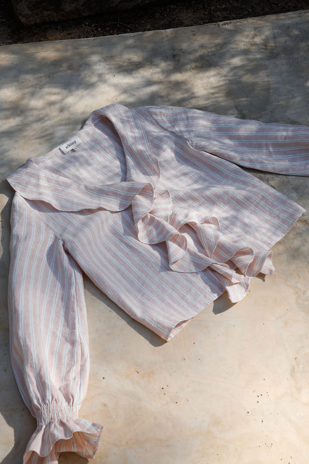 arkitaip Blouses The Ophelia Ruffled Shirt in striped rosé