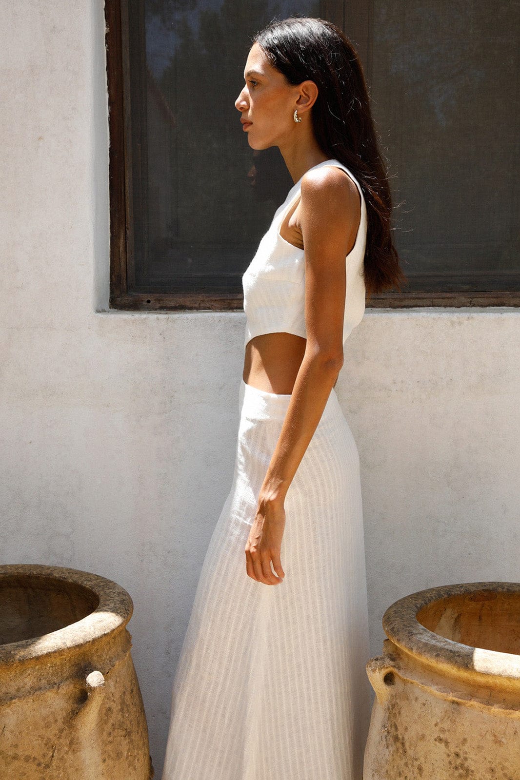 arkitaip Maxi Dresses The Ava Asymmetric Maxi Dress in off-white