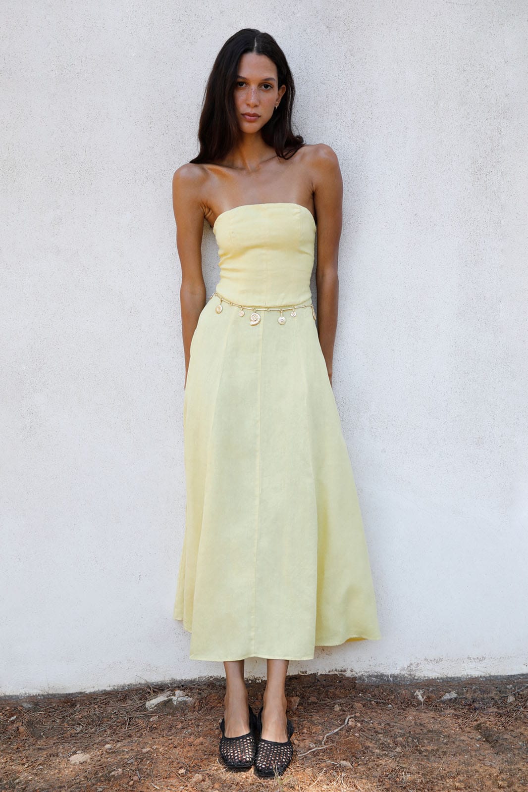 arkitaip Maxi Dresses The Chiara Maxi Bandeau Dress in yellow