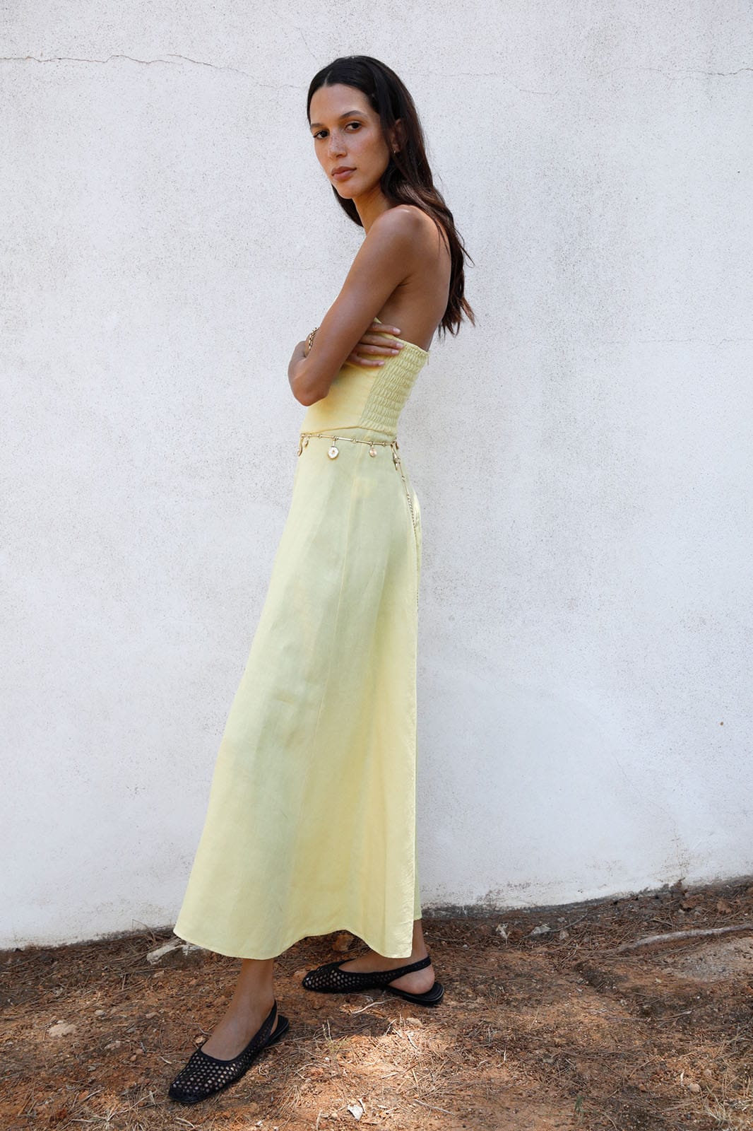 arkitaip Maxi Dresses The Chiara Maxi Bandeau Dress in yellow