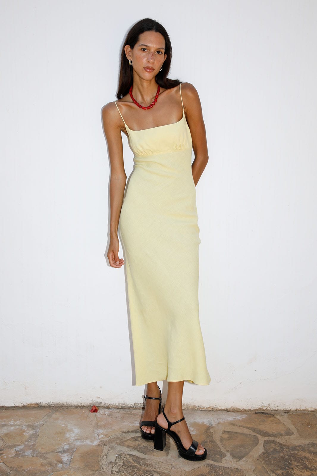 arkitaip Maxi Dresses The Nicola Maxi Slip Dress in yellow
