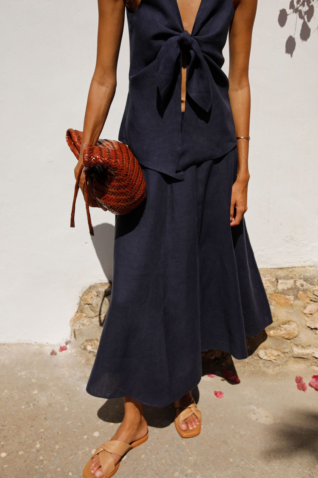 arkitaip The Lucia Tie Vest in navy blue