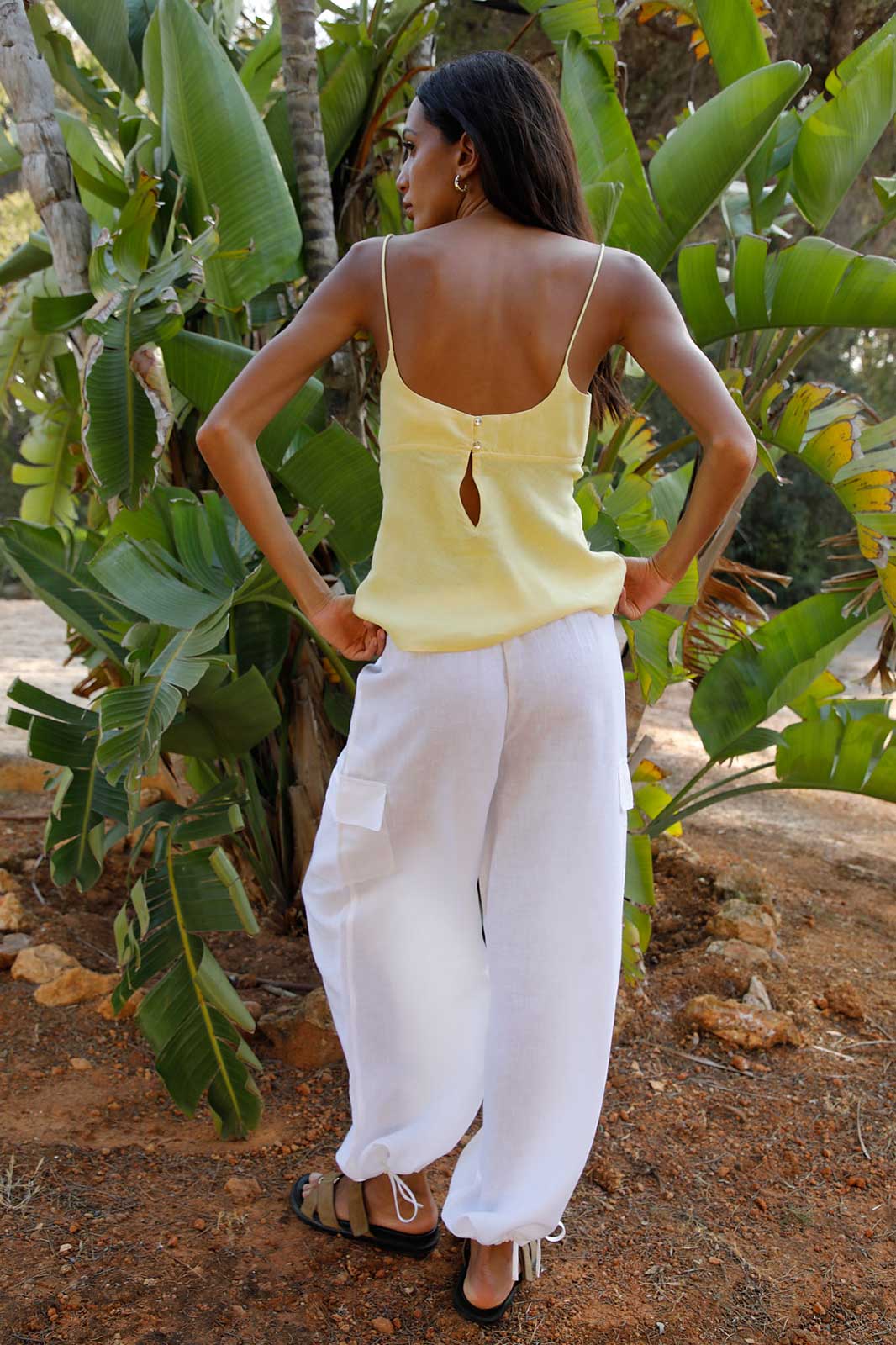 arkitaip Trousers The Remi Cargo Drawstring Trousers in white