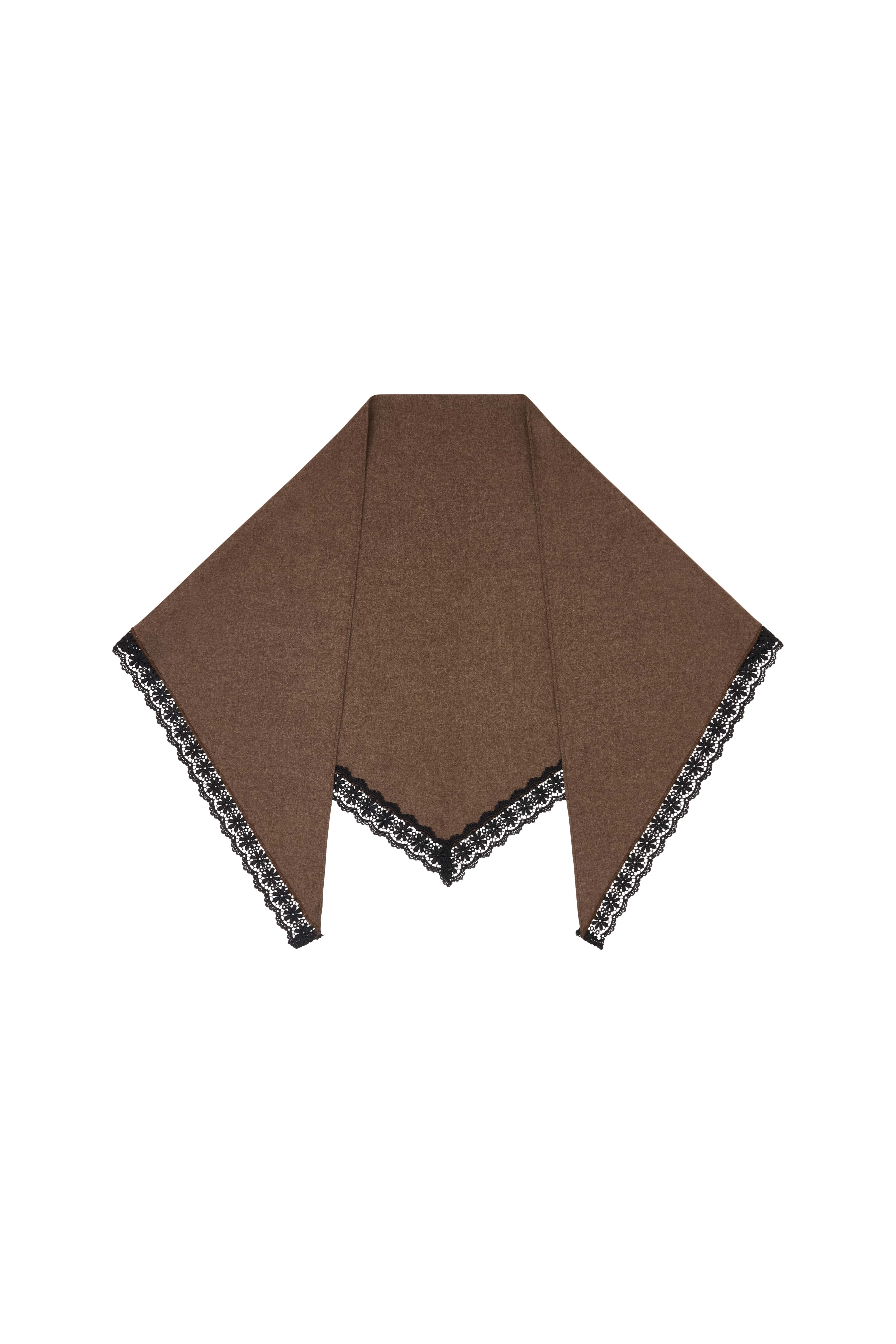 arkitaip Accessories One Size Felted Wool Triangle Scarf with lace in mocha