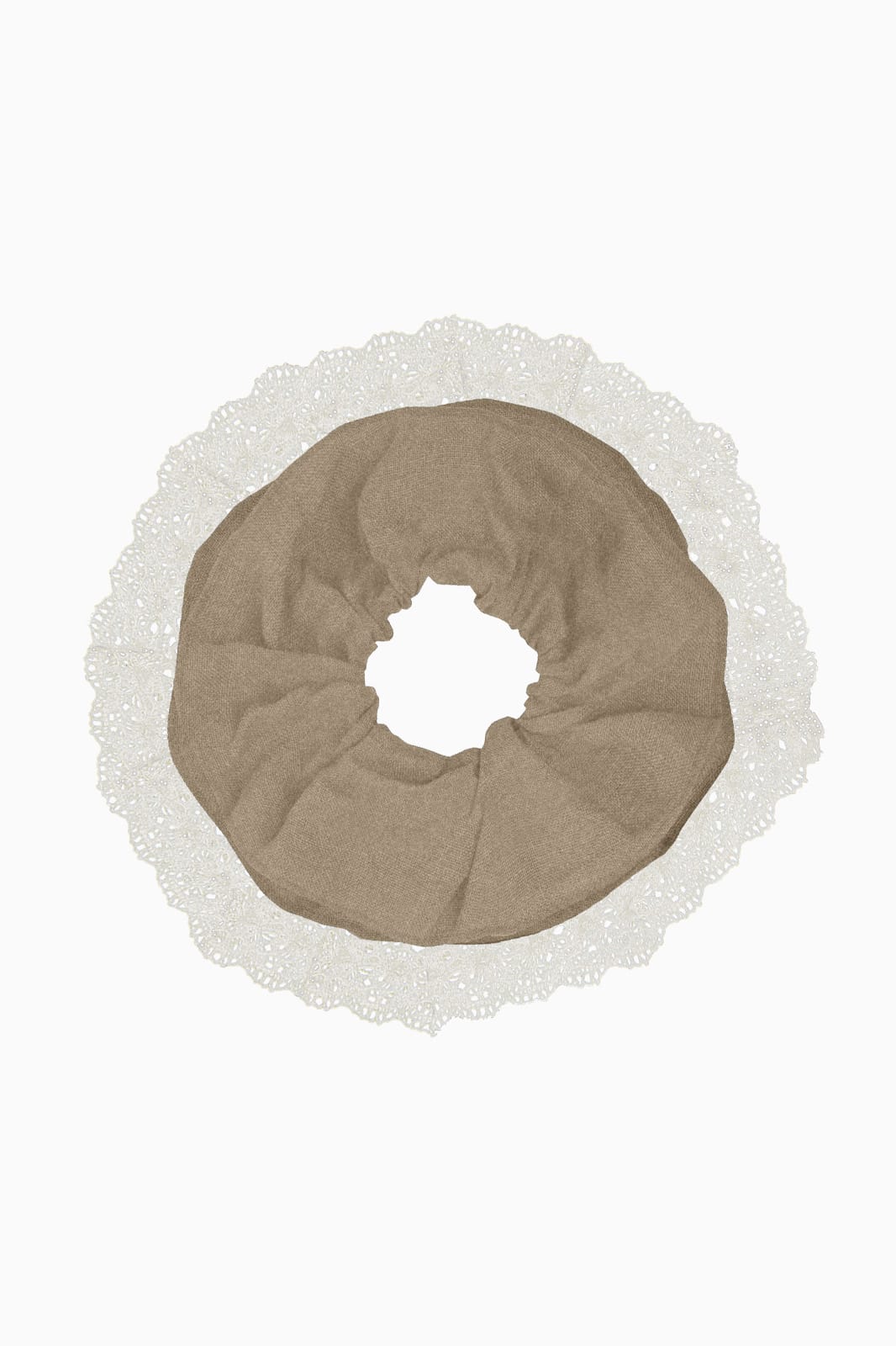 arkitaip Accessories Zero-Waste Maxi Wool Scrunchie beige with lace