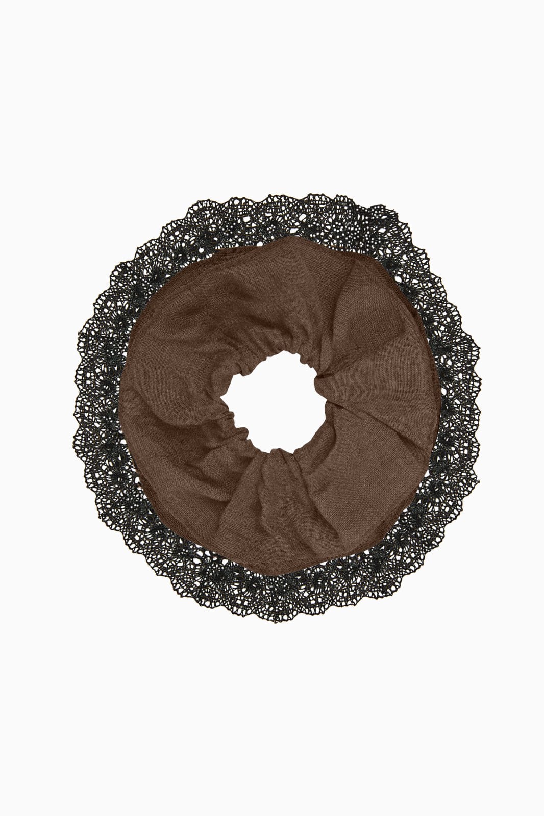 arkitaip Accessories Zero-Waste Maxi Wool Scrunchie mocha with lace