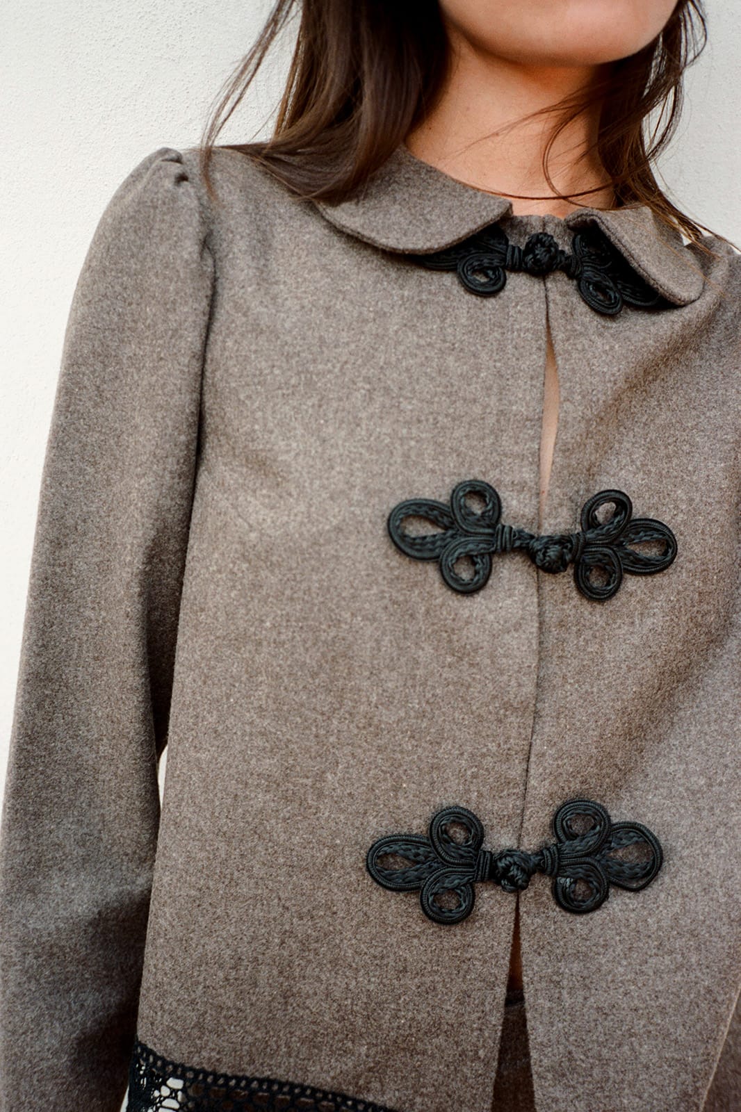 arkitaip Blazers The Camille Rounded Collar Wool Overshirt in mocha