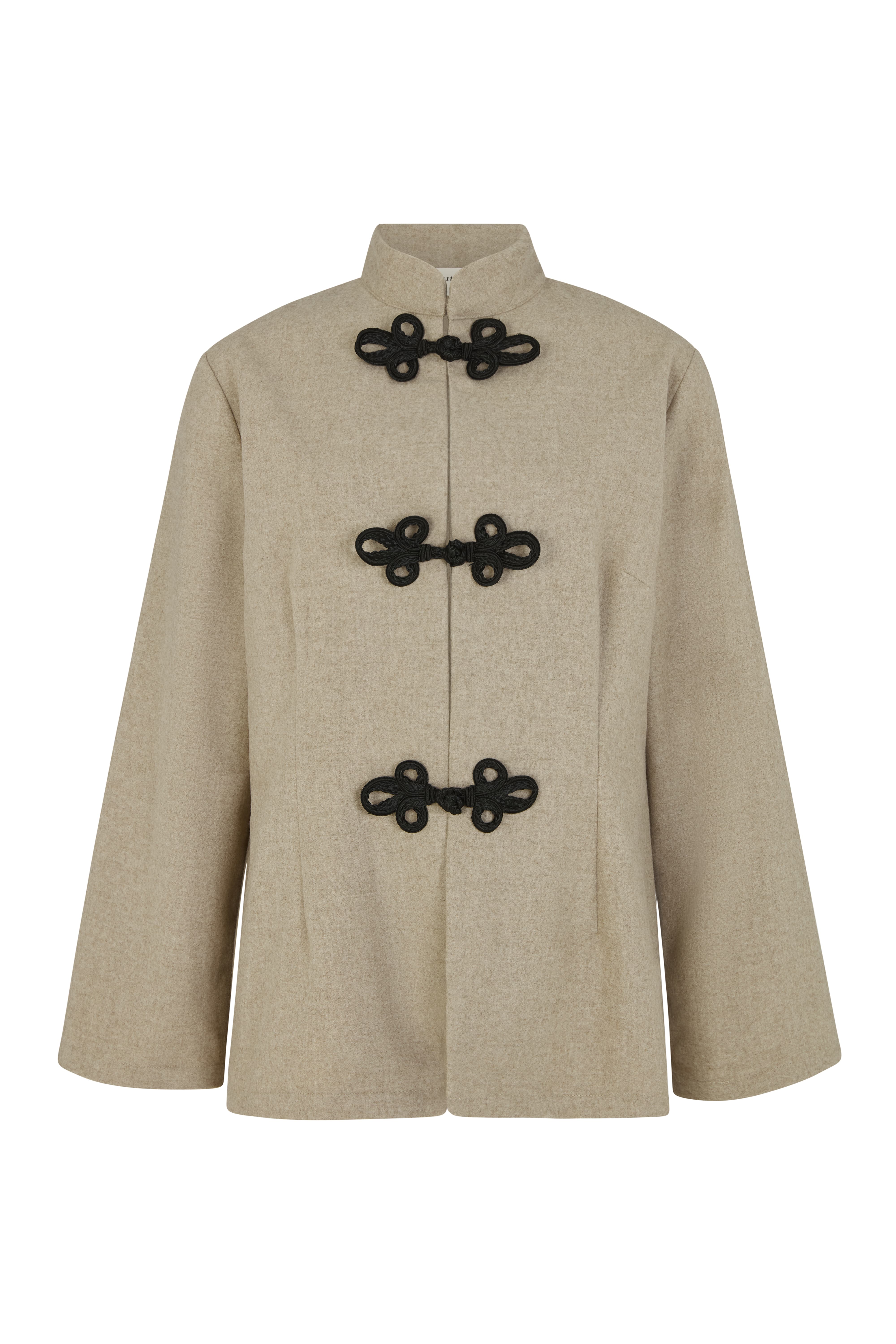 arkitaip Blazers The Wilma Stand-Up Collar Wool Overshirt in beige