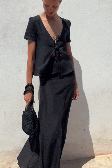 arkitaip Blouses The Laurene Tie Blouse in black