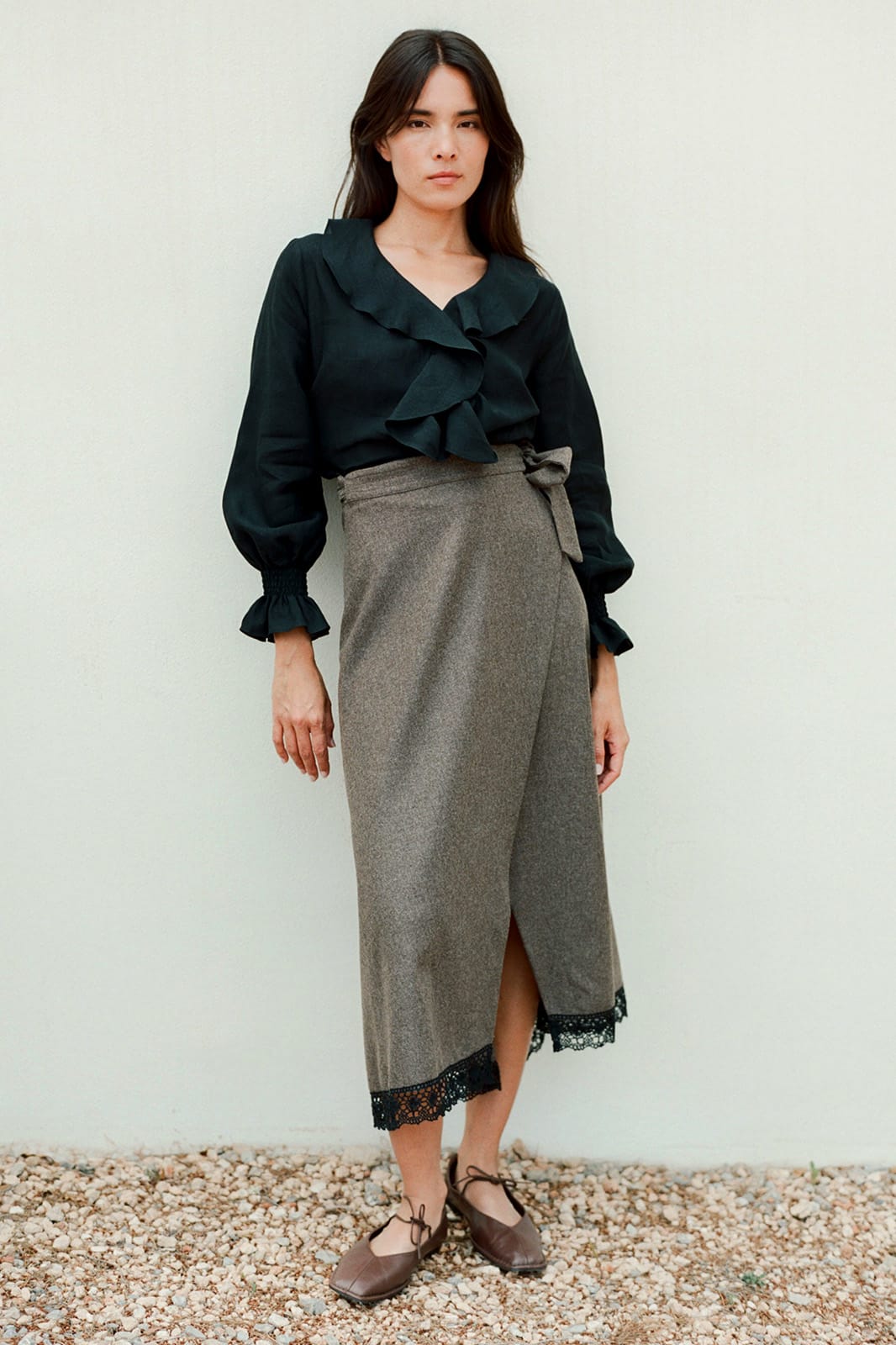 arkitaip Blouses The Ophelia Ruffled Shirt in black