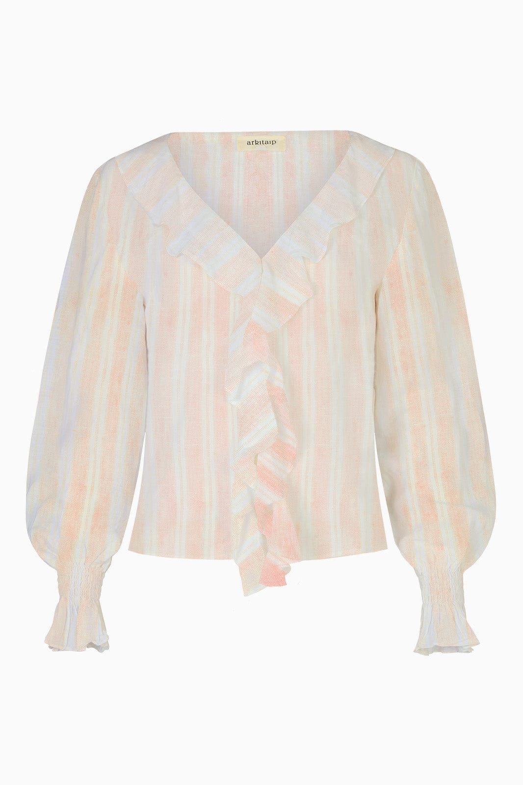 arkitaip Blouses The Ophelia Ruffled Shirt in striped rosé