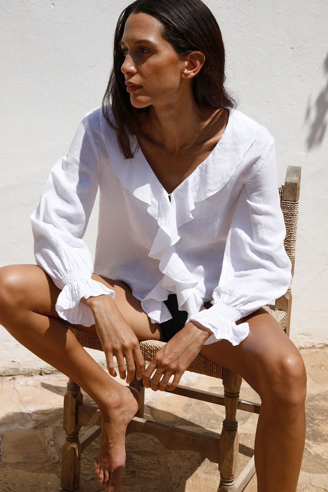 arkitaip Blouses The Ophelia Ruffled Shirt in white