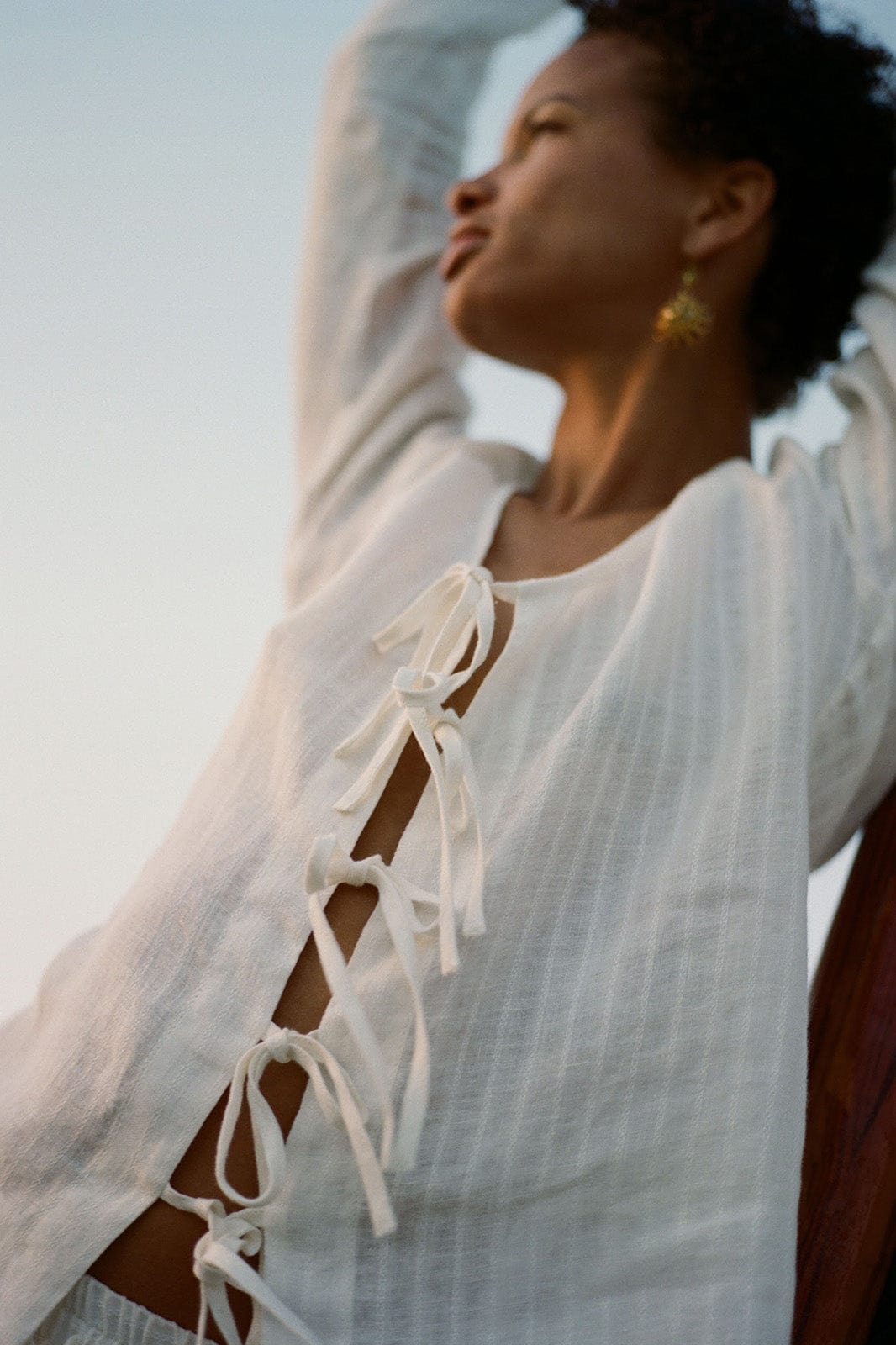 arkitaip Maxi Dresses The Isa Long-Sleeved Kaftan Top in off-white