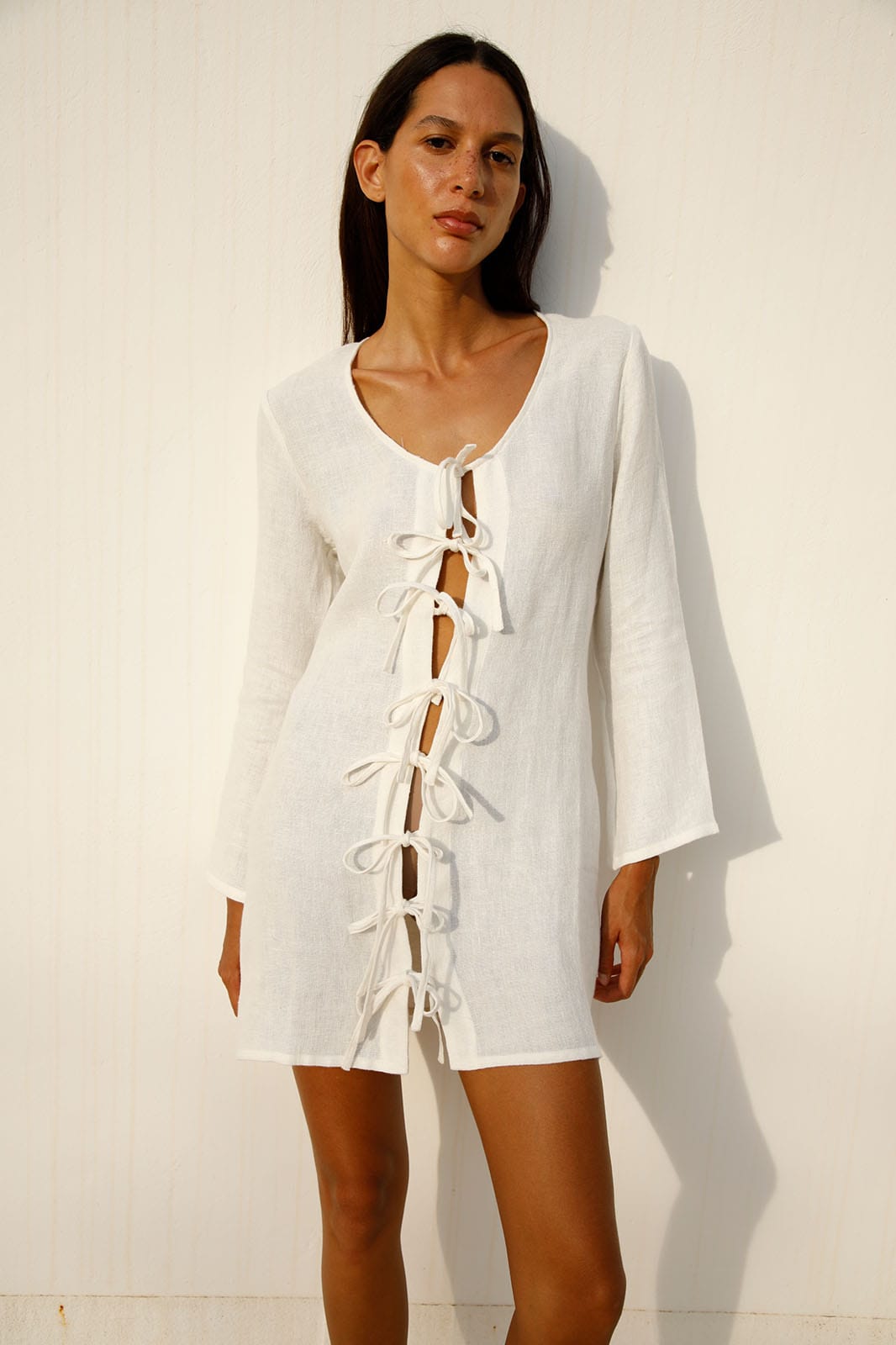 arkitaip Mini Dresses The Michi Mini Kaftan in off-white