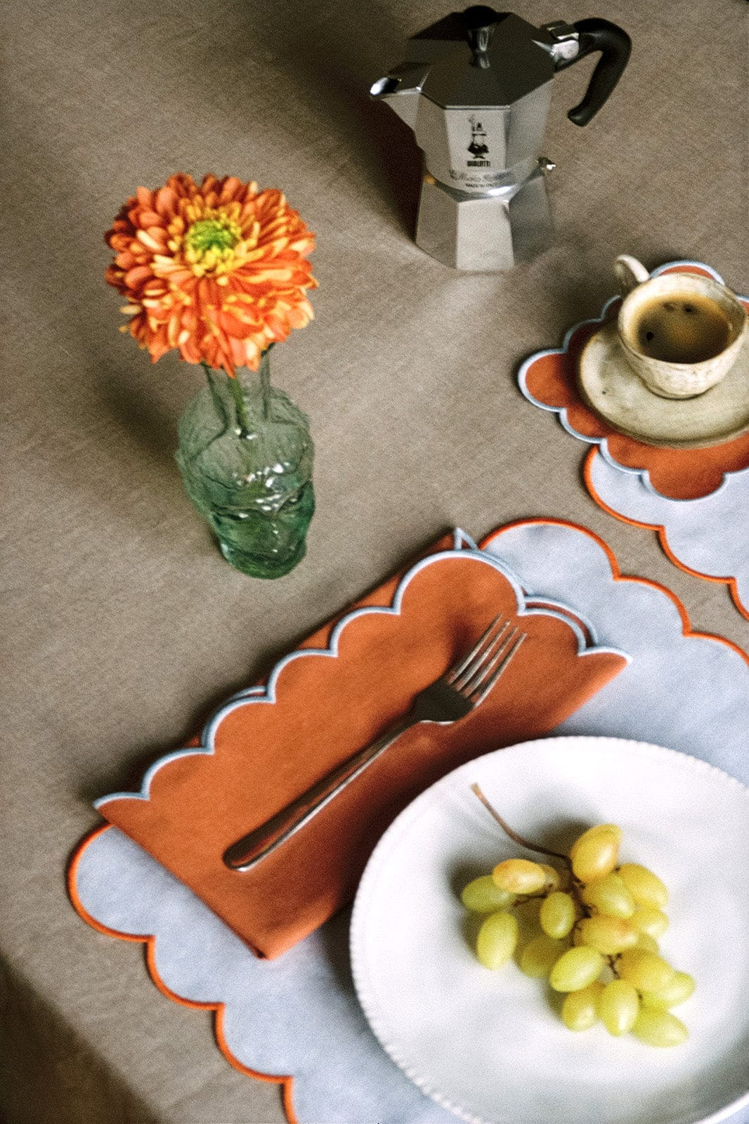 arkitaip Napkins Zero-Waste Scalloped Linen Cocktail Napkins tangerine - Set of 4