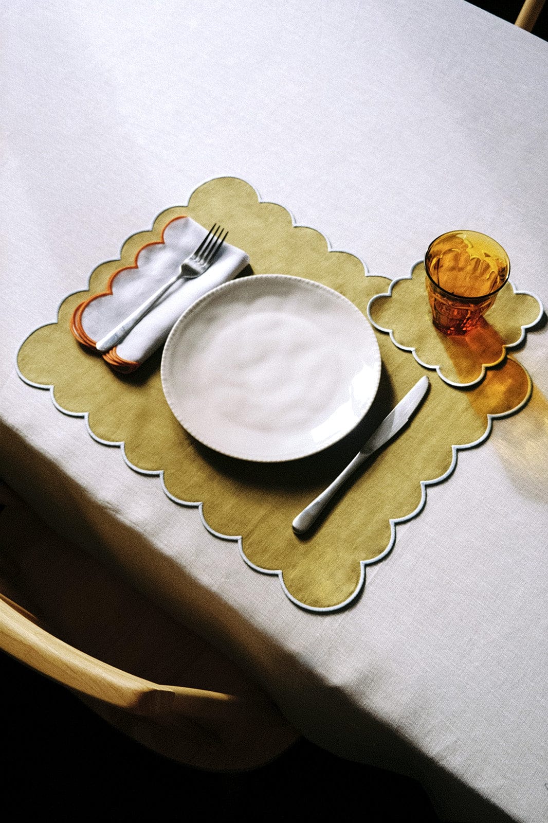 arkitaip Napkins Zero-Waste Scalloped Linen Napkins sky blue - Set of 2