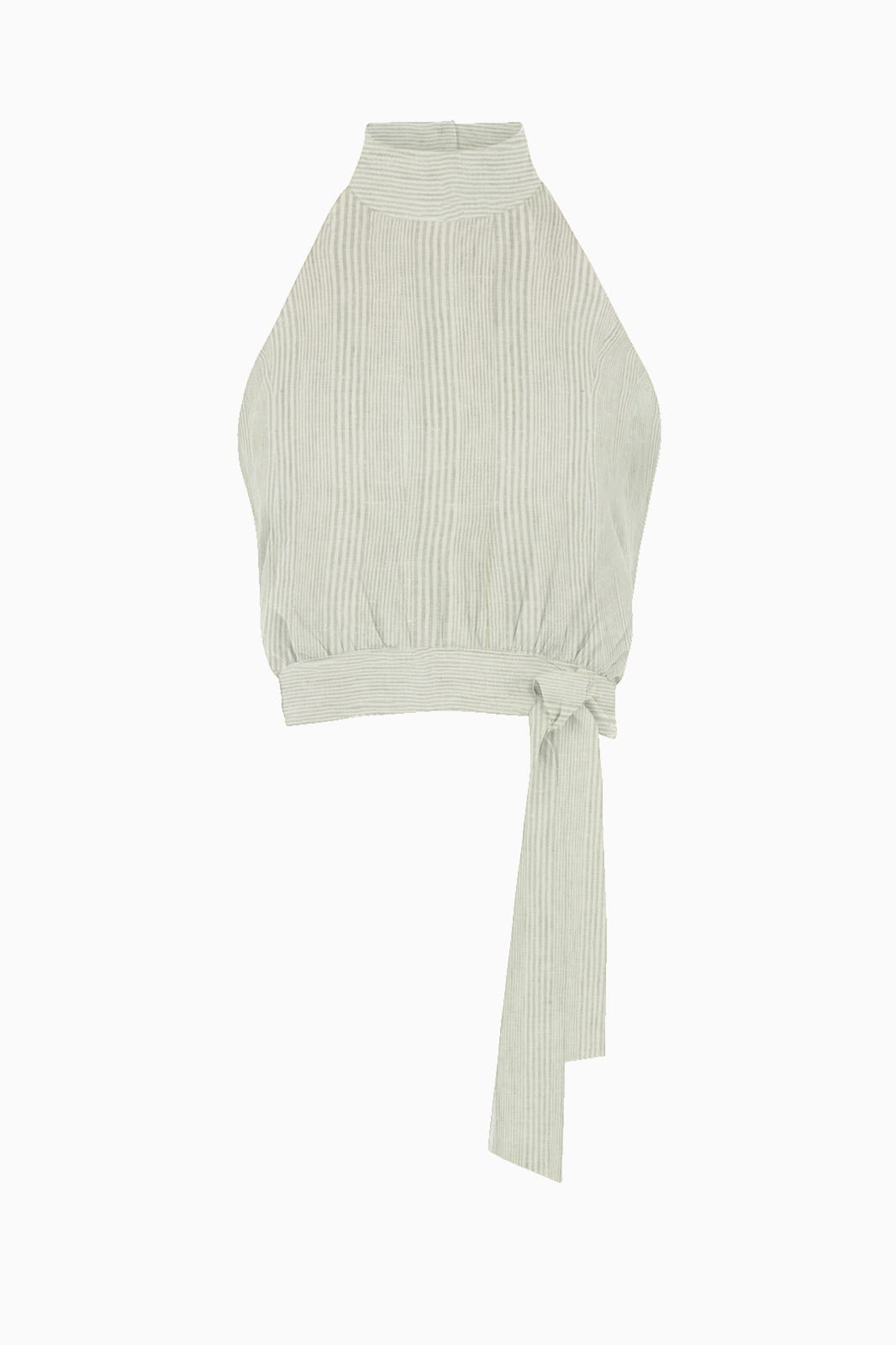 arkitaip The Ronja Halterneck Top in striped olive green