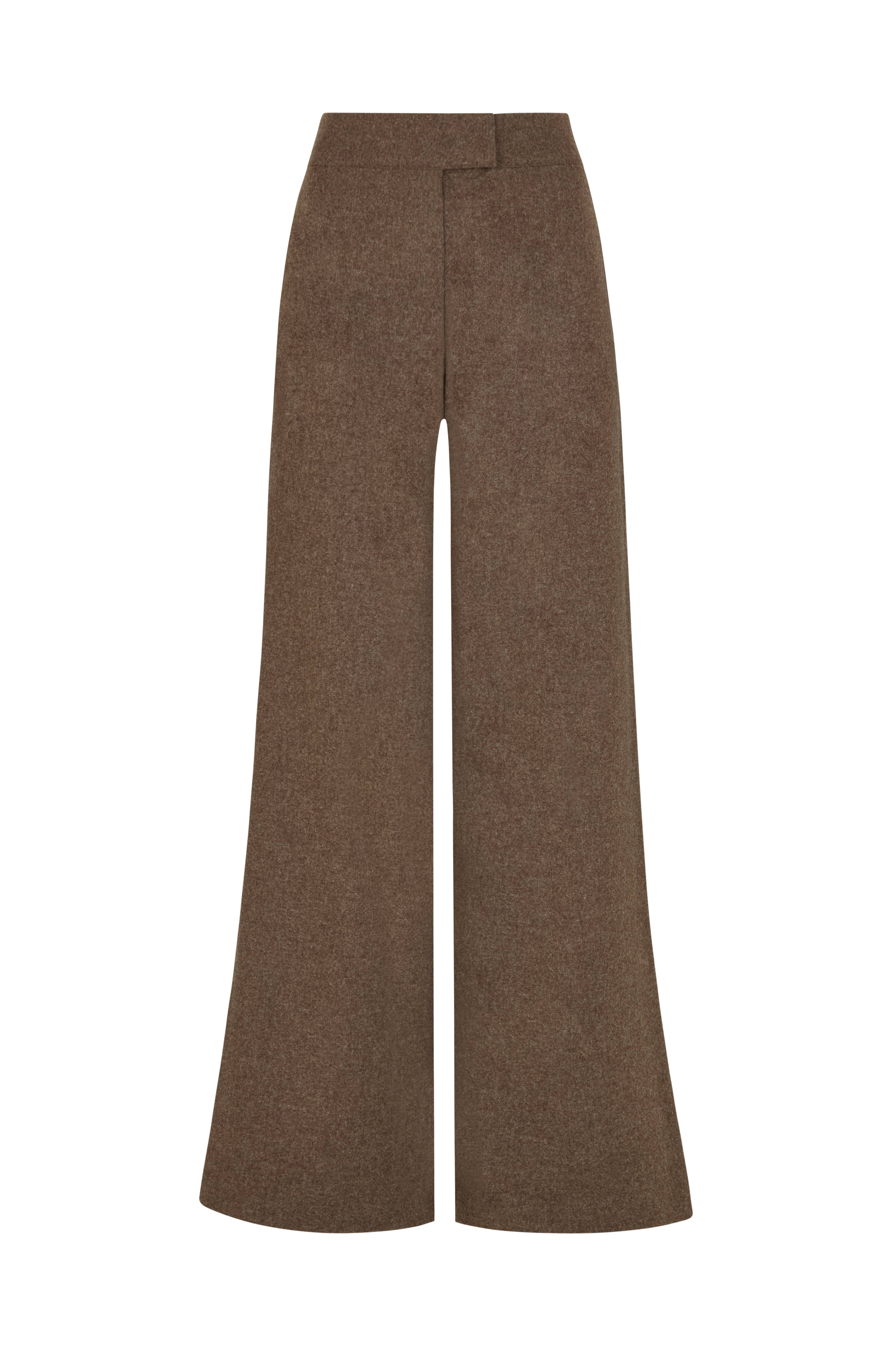 arkitaip Trousers The Cora Cigarette Felted Wool Trousers in mocha