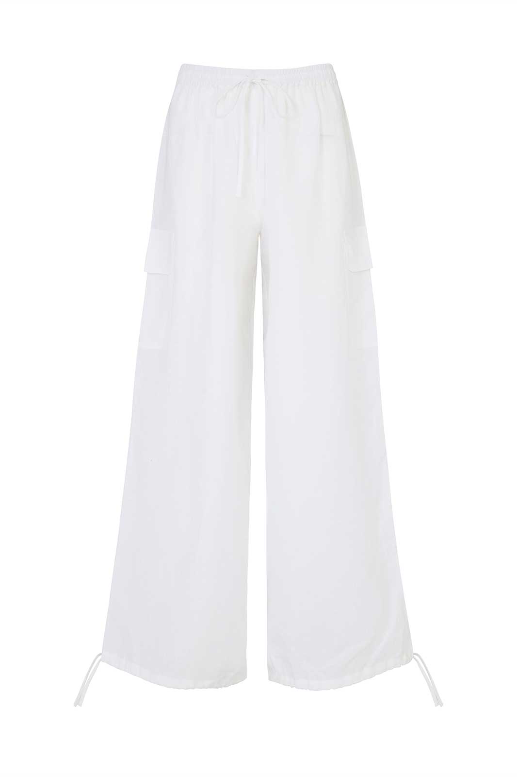 arkitaip Trousers The Remi Cargo Drawstring Trousers in white