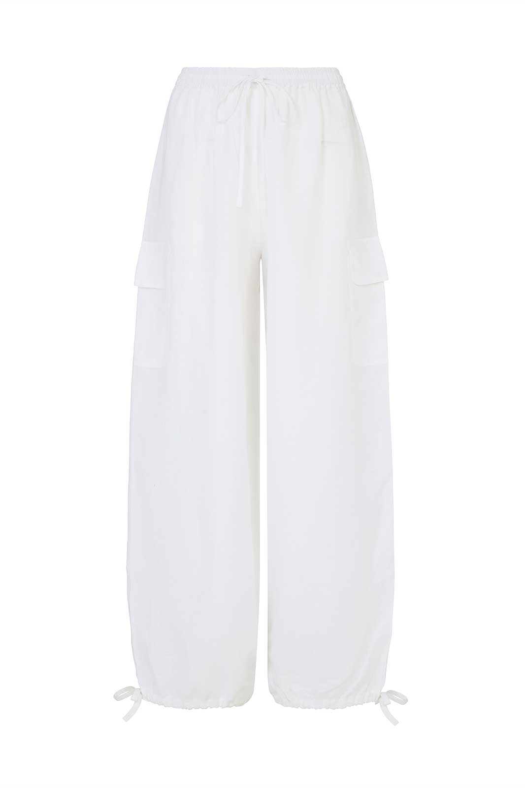 arkitaip Trousers The Remi Cargo Drawstring Trousers in white